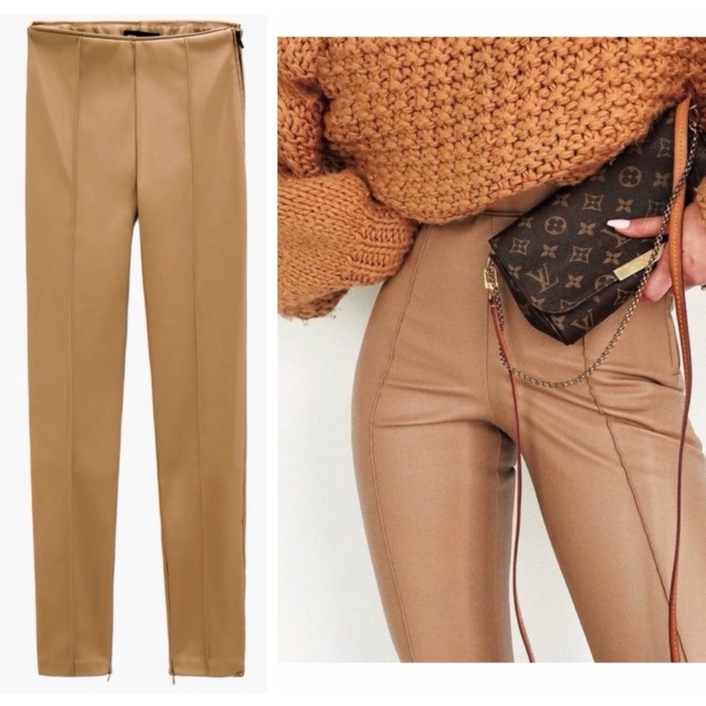 ZARA faux leather leggings blogger favorite